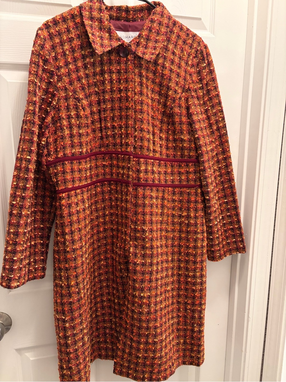 Sag Harbor Size 14 Multicolor Tweed Boucle Longline Jacket